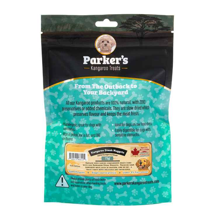 Picture of TREAT DOG PARKERS KANGAROO STEAK NUGGETS - 75g