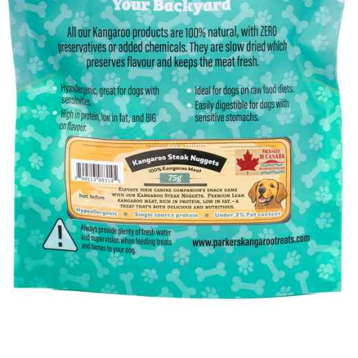 Picture of TREAT DOG PARKERS KANGAROO STEAK NUGGETS - 75g