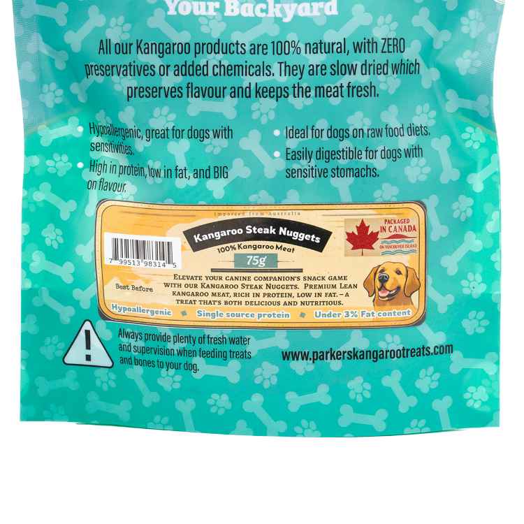 Picture of TREAT DOG PARKERS KANGAROO STEAK NUGGETS - 75g