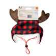 Picture of XMAS CANINE HAT BUFFALO CHECK W/ANTLERS - Medium
