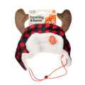 Picture of XMAS CANINE HAT BUFFALO CHECK W/ANTLERS - Large